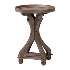 Westlyn French Country Wood End Table with Round Tray Top