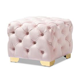 Wholesale Interiors Avara Velvet Upholstered Button Tufted Ottoman