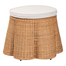 Wholesale Interiors bali and pari Rattan Ottoman w/Cushion Round Sm