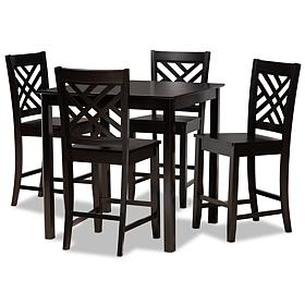 Wholesale Interiors Caron Wood 5PC Pub Set - Dark Brown