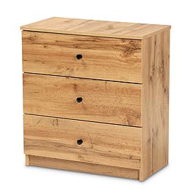 Wholesale Interiors Decon Oak Finished Wood 3-Drawer Storage Chest