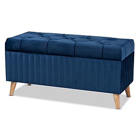 Wholesale Interiors Hanley Velvet Fabric Upholstered Storage Ottoman