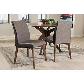Wholesale Interiors Kimberly Fabric 2pc Dining Chair Set - Beige/Brown