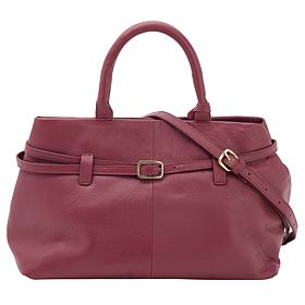 Wildflower Belted Glove Leather Satchel with Crossbody Strap