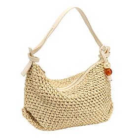 Wildflower Denver Straw Hobo Bag with Bag Charm Dangle