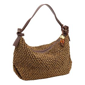 Wildflower Denver Straw Hobo Bag with Bag Charm Dangle