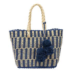 Wildflower Montauk Straw Tote with Pom Pom Purse Charm