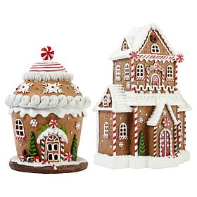 Winter Lane LED Gingerbread Houses Set of 2