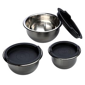 Wolfgang Puck 3-piece Stainless Steel Prep Bowls with Storage Lids