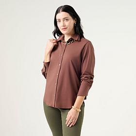 Wynne Collection Cotton Span Shirt with Cuff Detail
