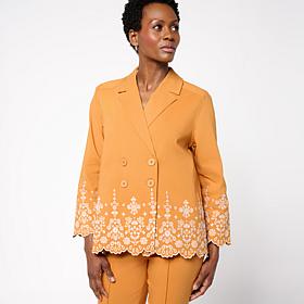 Wynne Collection Embroidered Spring Jacket with Scalloped Hem