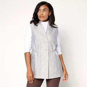 Wynne Collection Jacquard Vest with Drawstring Waist