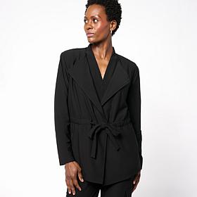 Wynne Collection Luxe Crepe Drape Front Jacket