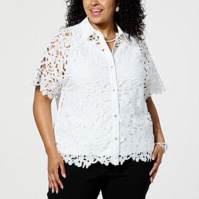 WynneCollection Abstract Floral Lace Top
