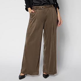 WynneCollection Belted Faux Suede Pant