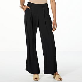 WynneCollection Crepe Pant with Tab Detail