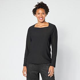 WynneCollection Luxe Crepe Asymmetrical Neckline Top