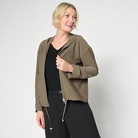 WynneCollection Luxe Crepe Drawstring Hem Hoodie