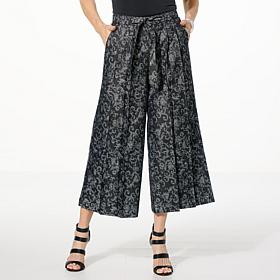 WynneCollection Metallic Denim Jacquard Pant