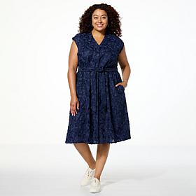 WynneCollection Novelty Clip Jacquard Sleeveless Dress