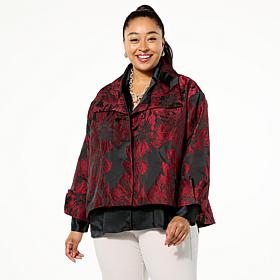 WynneCollection Occasion Floral Jacquard Swing Jacket