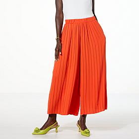 WynneCollection Pleated Crepe Knit Pant with Pockets