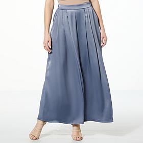 WynneCollection Pleated Satin Wide-Leg Trouser