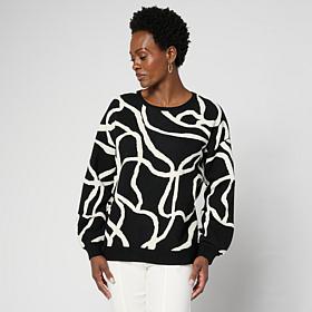 WynneCollection Plush Jacquard Patterned Sweater