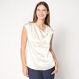 WynneCollection Satin Drape Neck Top