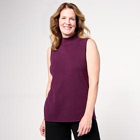 WynneCollection Sweater Knit Mock Neck Sleeveless Shell