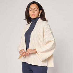 WynneCollection Textured Open-Front Sweater Jacket