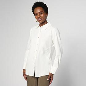 WynneLayers Button-Front High-Low Gusset Detail Tunic Shirt