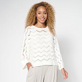 WynneLayers Chevron Open-Stitch Sweater