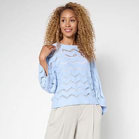 WynneLayers Chevron Open-Stitch Sweater