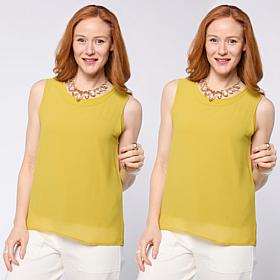 WynneLayers Chiffon and Rayon-Spandex Knit 2-pack Tank Set