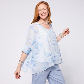 WynneLayers Chiffon Poncho with Tank Top