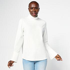 WynneLayers Cotton Blend Long-Sleeve Cuff Detail Turtleneck Shirt