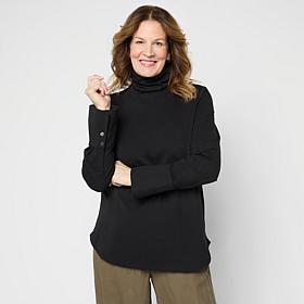 WynneLayers Cotton Blend Long-Sleeve Cuff Detail Turtleneck Shirt