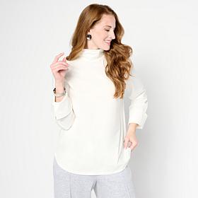 WynneLayers Cotton Blend Long-Sleeve Cuff Detail Turtleneck Shirt