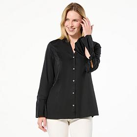 WynneLayers Cotton-Blend Poplin Top with Ruffled Cuffs