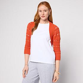 WynneLayers Open Stitch 3/4-Sleeve Please Shrug