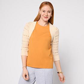 WynneLayers Open Stitch 3/4-Sleeve Please Shrug