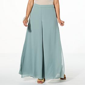 WynneLayers Pull-On Chiffon Double-Layer Palazzo Pant
