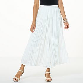 WynneLayers Pull-On Pleated Pant with Chiffon Overlay