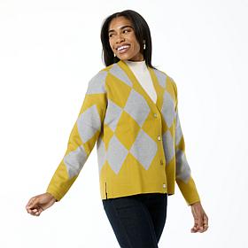 WynneLayers SoftKNIT Diamond Jacquard Knit Cardigan