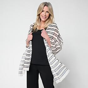WynneLayers Striped Printed Fringed Scarf