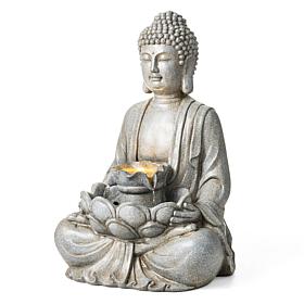 Zen-Style Meditative Buddha Fountain 28.25" H
