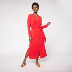 Long-sleeve button-down dress