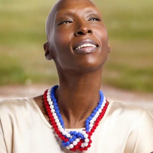 Red, white, and blue chunky beaded necklace